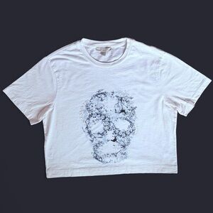 AllSaints white cropped skull graphic tee